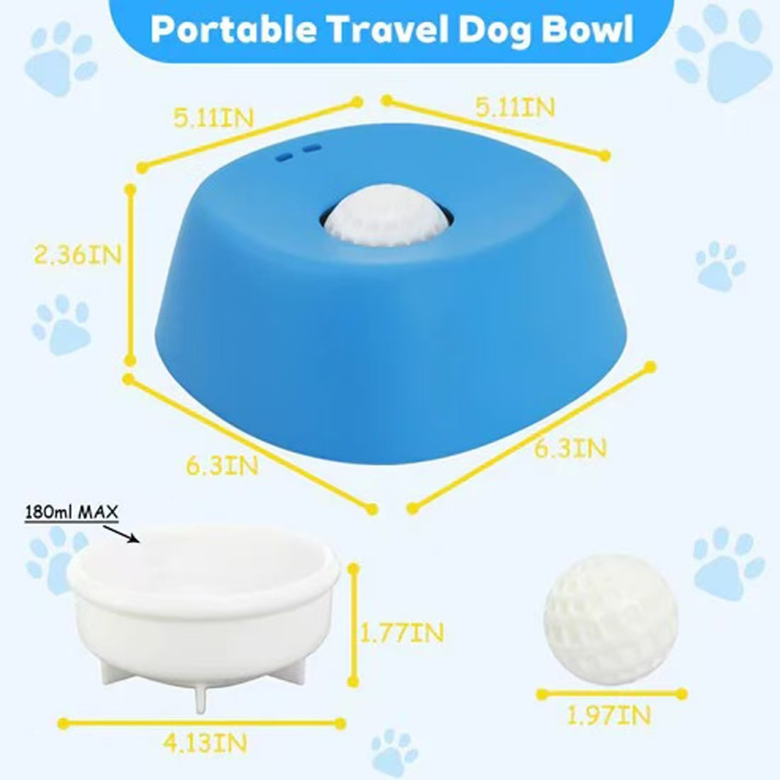Yellow bowl, white ball Slow Feeding Dog Bowl with Built-In Rolling Ball – Anti-Spill Pet Lick Dish for Healthy Eating Habits - Image 6