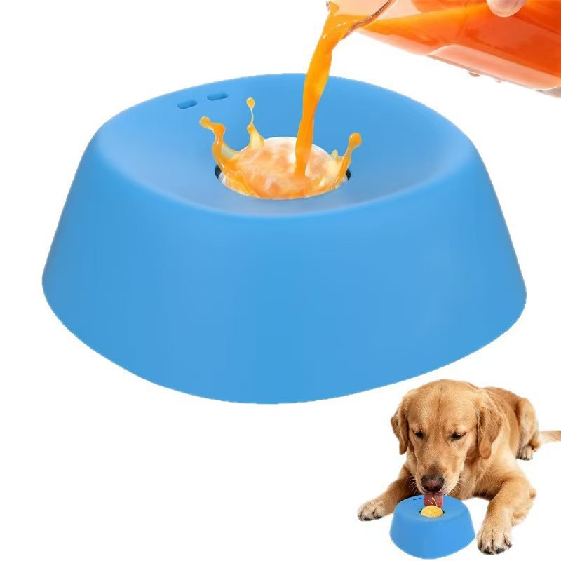 Yellow bowl with orange ball Slow Feeding Dog Bowl with Built-In Rolling Ball – Anti-Spill Pet Lick Dish for Healthy Eating Habits - Image 2