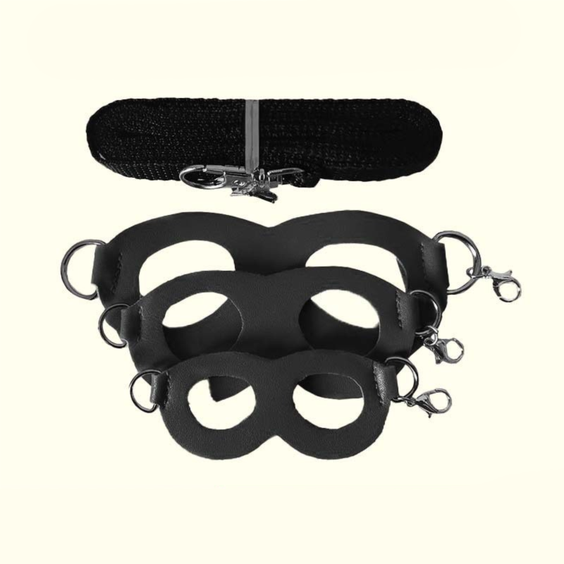 2-Pack Black Small Mammal Harness Set – 6 Pcs (S/M/L ×2) + 2×1.5m Leashes for Secure Outdoor Handling - Image 1