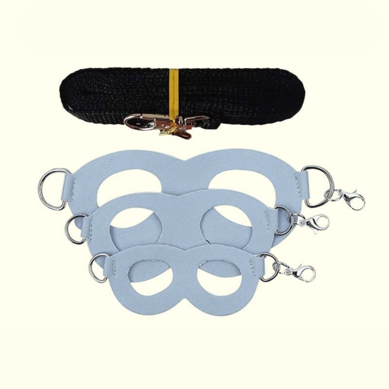 2-Pack Blue Small Mammal Harness Set – 6 Pcs (S/M/L ×2) + 2×1.5m Leashes for Secure Outdoor Handling - Image 1