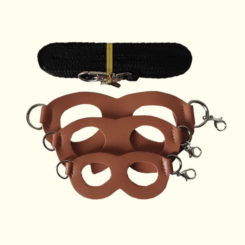 2-Pack dark brown Small Mammal Harness Set – 6 Pcs (S/M/L ×2) + 2×1.5m Leashes for Secure Outdoor Handling - Image 1