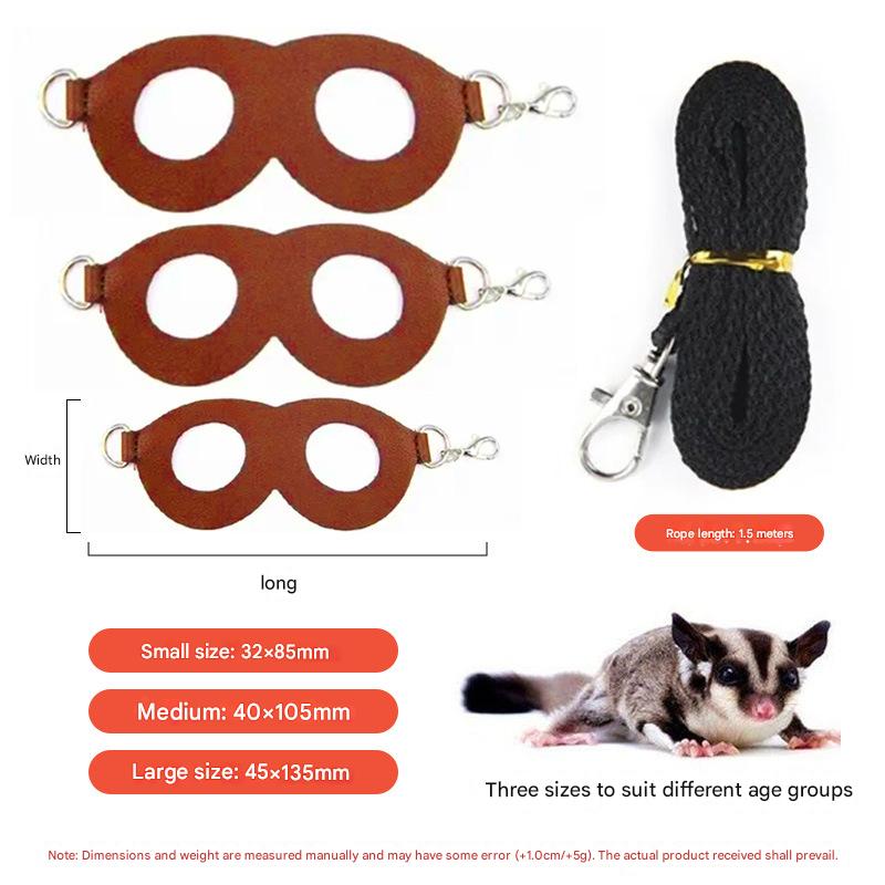 2-Pack dark brown Small Mammal Harness Set – 6 Pcs (S/M/L ×2) + 2×1.5m Leashes for Secure Outdoor Handling - Image 4