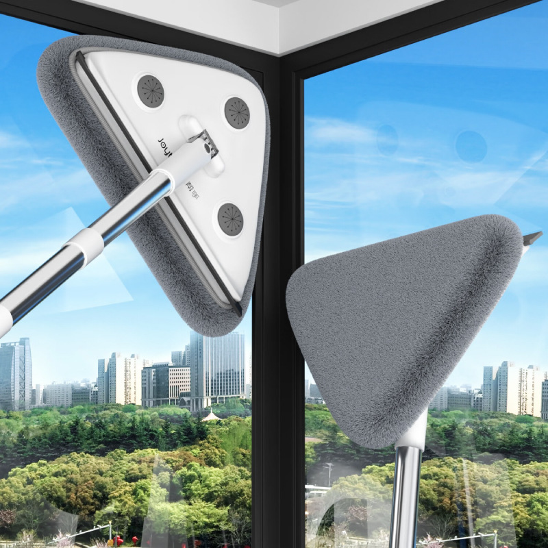 5-Pack Window Cleaning Tool – Extendable Rod + 25cm Triangular Head + 2 Cleaning Cloths for Ceiling, Glass & Floor - Image 2