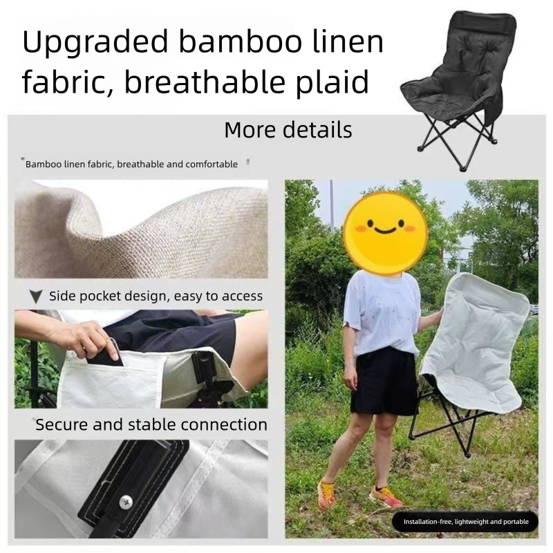 Black Fixed High-Back Folding Chair – 46cm Wide Seat, 90cm Height, 250kg Load Capacity with Carry Bag - Image 2