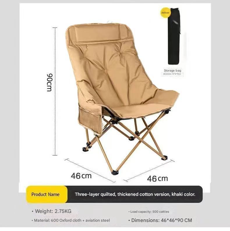 Khaki Fixed High-Back Folding Chair – 46cm Wide Seat, 90cm Height, 250kg Load Capacity with Carry Bag - Image 1
