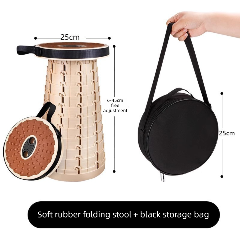 Adjustable Folding Stool – Portable, Height-Regulatable Seat with Carry Bag for Outdoor Use - Image 1