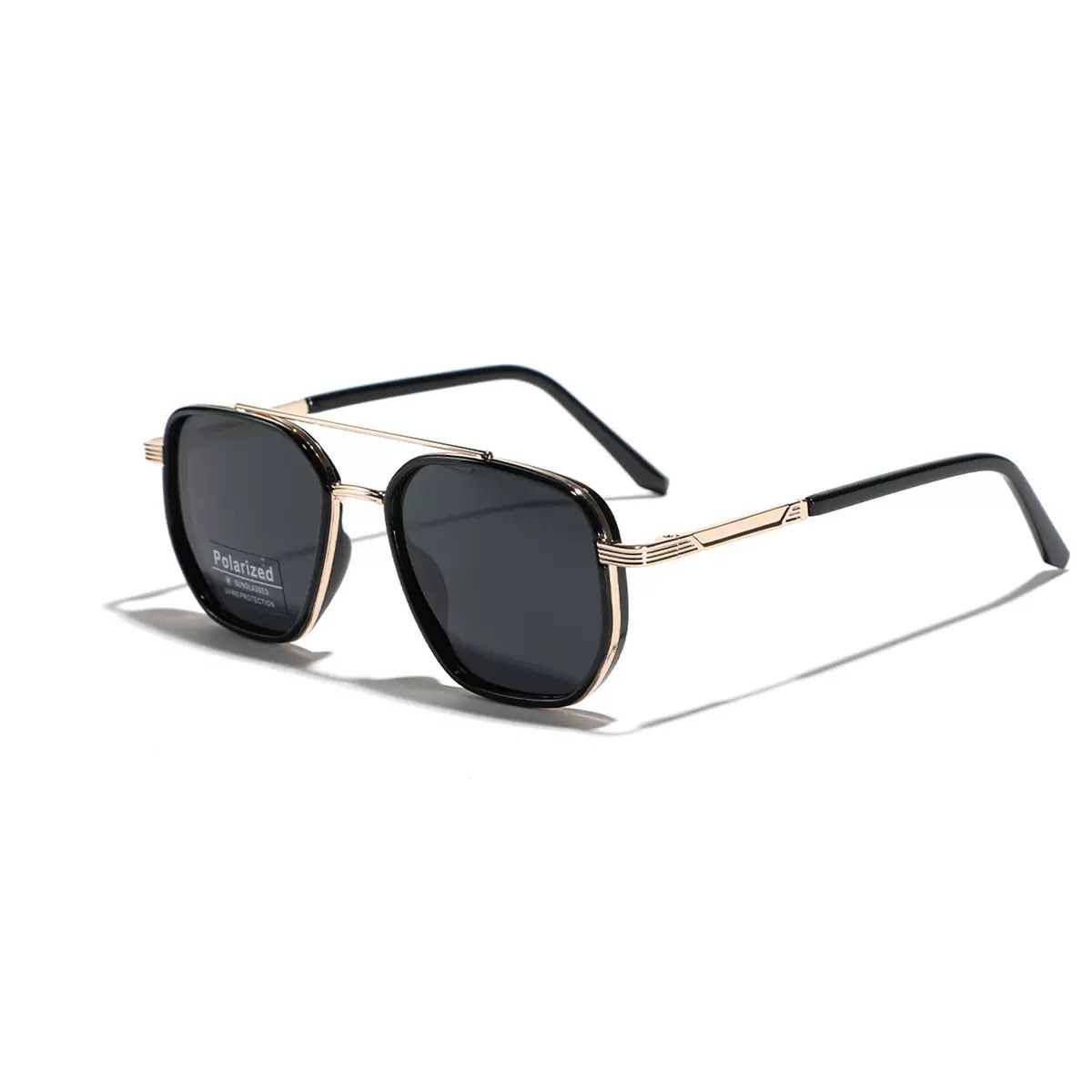 Gold and black Rectangular Sunglasses – Classic Frame Design with Adjustable Nose Pads for Daily Wear - Image 1