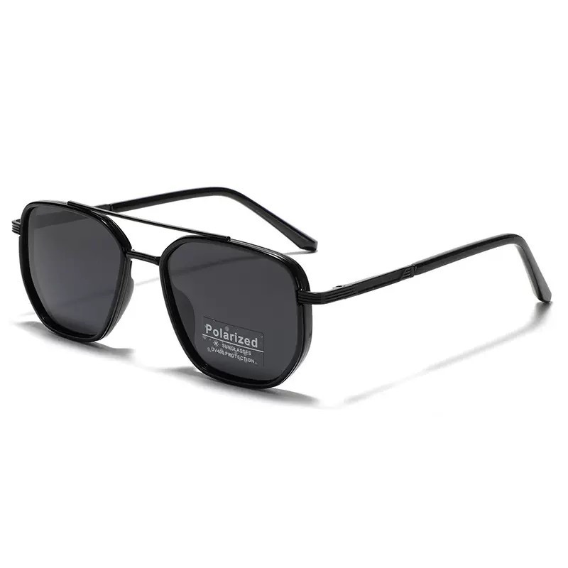 Matte black Rectangular Sunglasses – Classic Frame Design with Adjustable Nose Pads for Daily Wear - Image 1