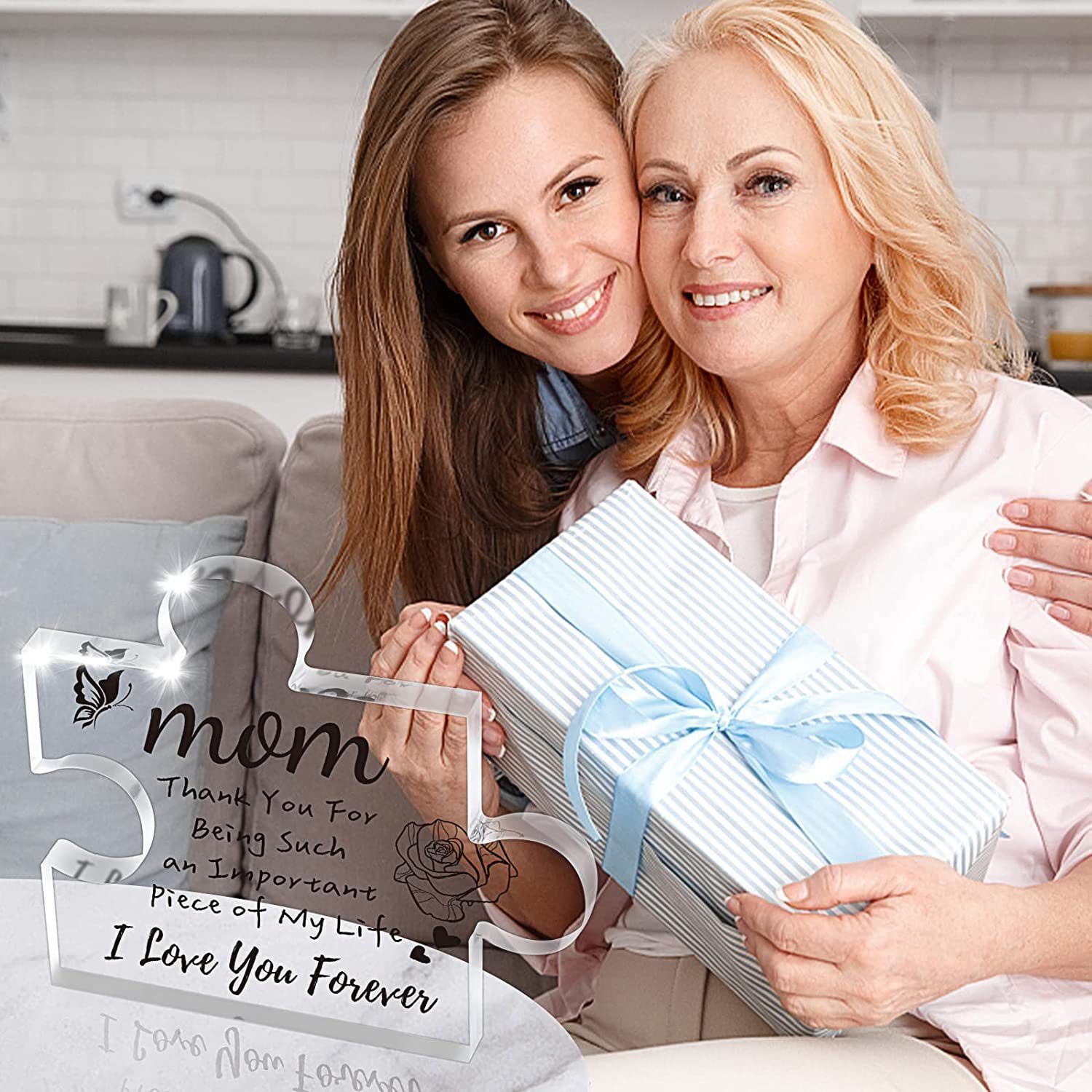 Interlocking Puzzle-Shaped Desktop Decor – 10.5cm Square Display Piece for Home or Gifting(Grandma) - Image 3