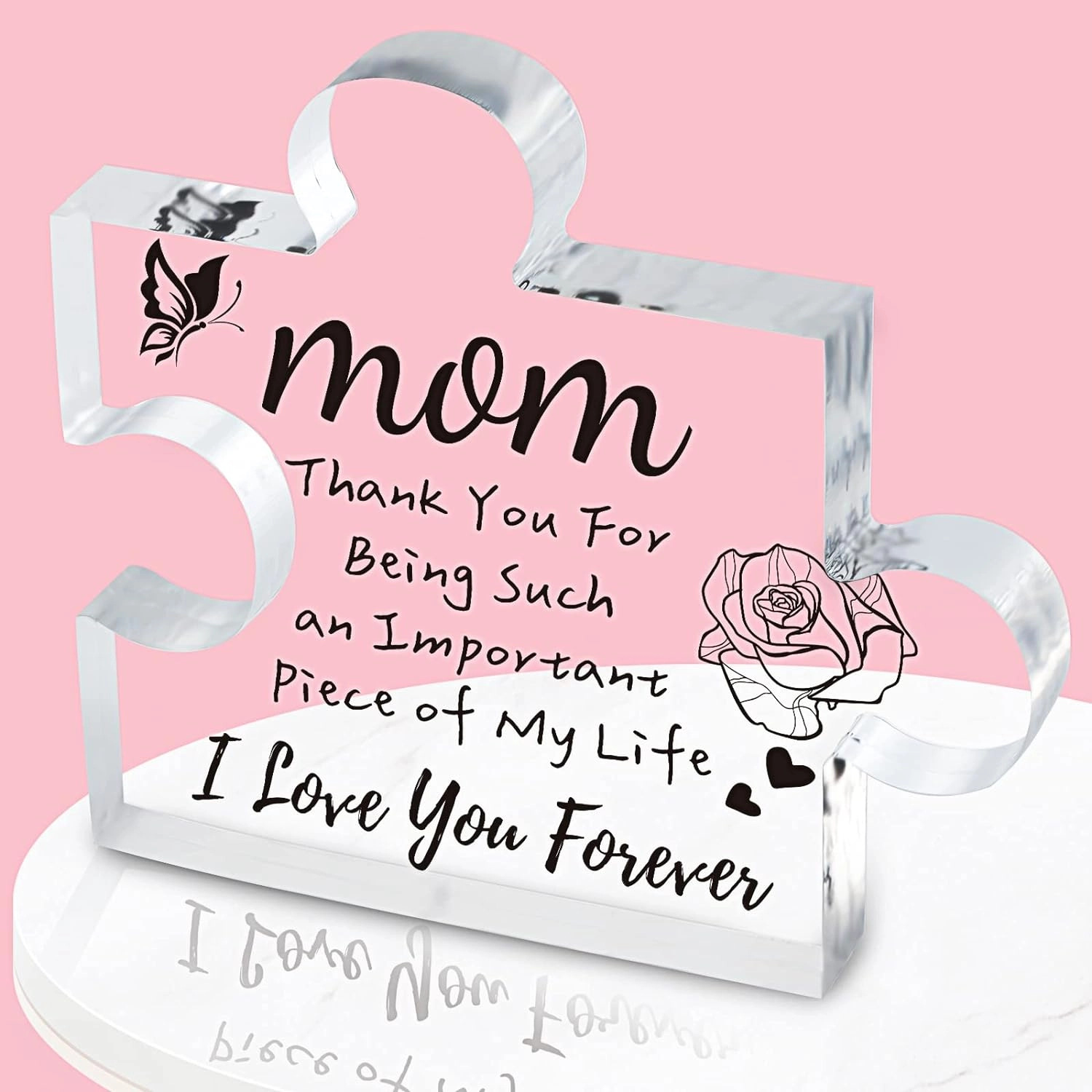 Interlocking Puzzle-Shaped Desktop Decor – 10.5cm Square Display Piece for Home or Gifting(Mom) - Image 1