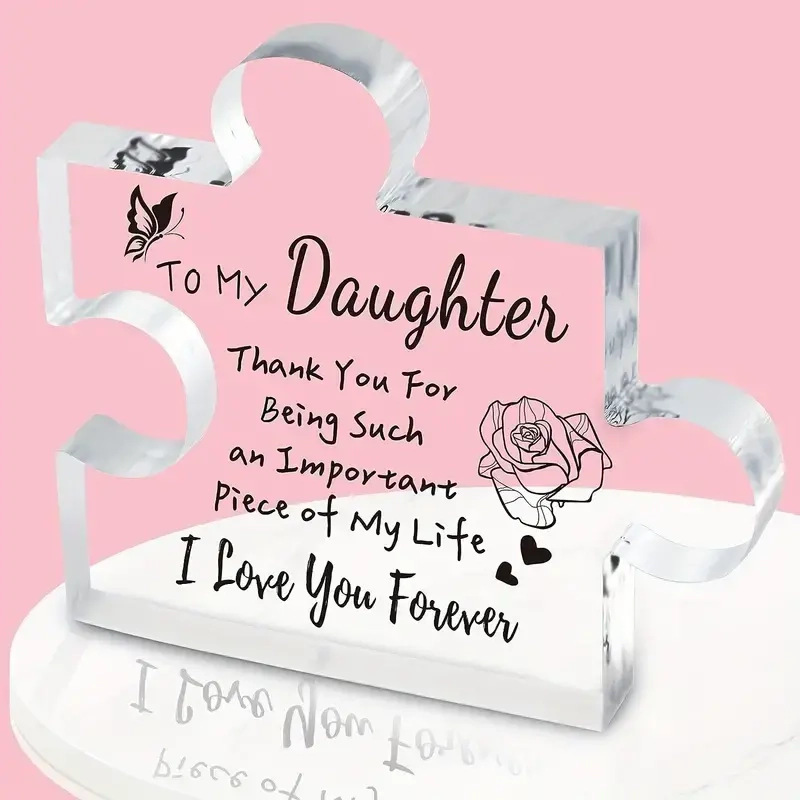 Interlocking Puzzle-Shaped Desktop Decor – 10.5cm Square Display Piece for Home or Gifting(Daughter) - Image 1