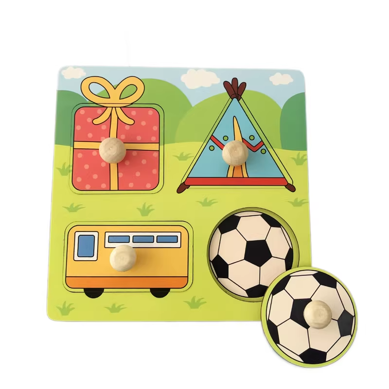 Gifts Hand-Grip Puzzle Board – Educational Shape Matching Toy for Early Learning, 14.5cm Square Design - Image 1