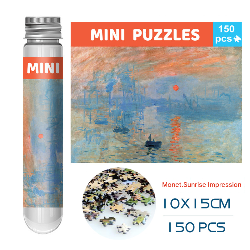 2 PCS 150-Piece Mini Puzzle in Reusable Tube – Compact Jigsaw for Home or Travel, Frame Not Included(134-Sunrise Impressions) - Image 1