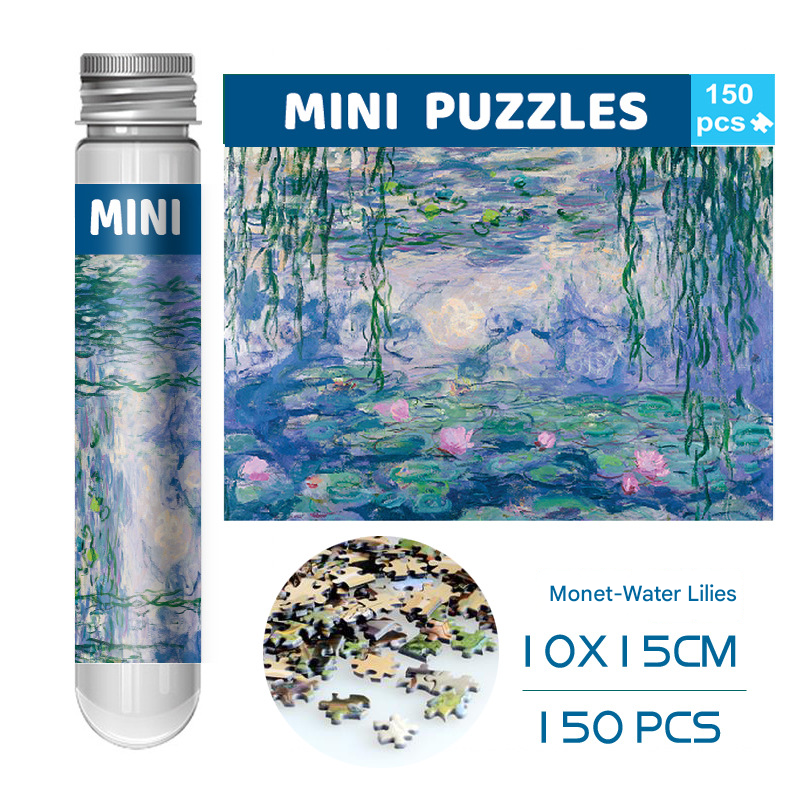 2 PCS 150-Piece Mini Puzzle in Reusable Tube – Compact Jigsaw for Home or Travel, Frame Not Included(132-Water lily) - Image 1