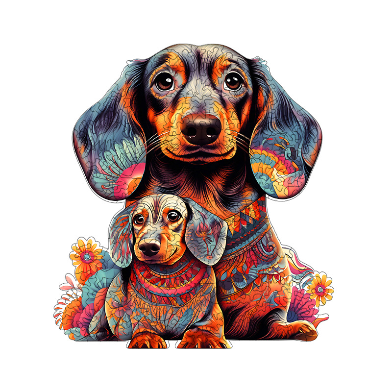 Irregular-Shaped Puzzle – A3 Size (33×43cm), 210-Piece Design, 4mm Thickness, Compact Packaging(A mother and her puppies) - Image 1