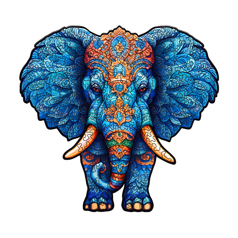 Irregular-Shaped Puzzle – A3 Size (33×43cm), 210-Piece Design, 4mm Thickness, Compact Packaging(Glacier Blue Elephant) - Image 1