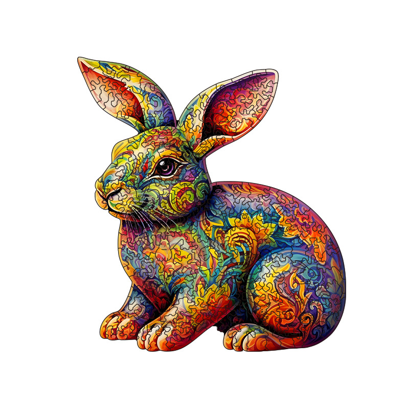 Irregular-Shaped Puzzle – A3 Size (33×43cm), 210-Piece Design, 4mm Thickness, Compact Packaging(Ceramic rabbit) - Image 1
