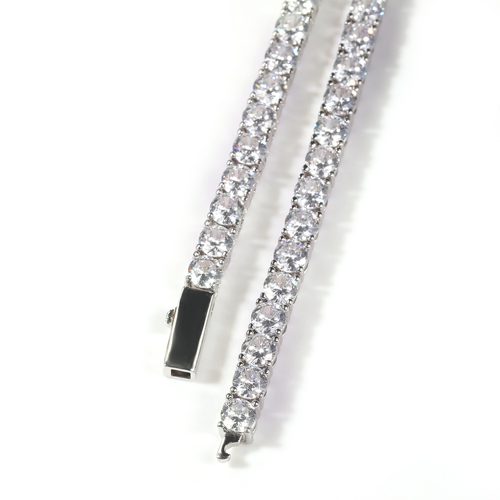 Gold Single-Row Zircon Bracelet – 4mm Wide, Brass Base with Secure Clasp, AAA+ Stones for Everyday Wear - Image 2