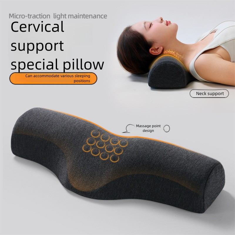Dark gray Cervical Support Pillow – Memory Foam Core with Ergonomic Design for Neck Pain Relief and Deep Sleep(Ice Silk Style) - Image 4
