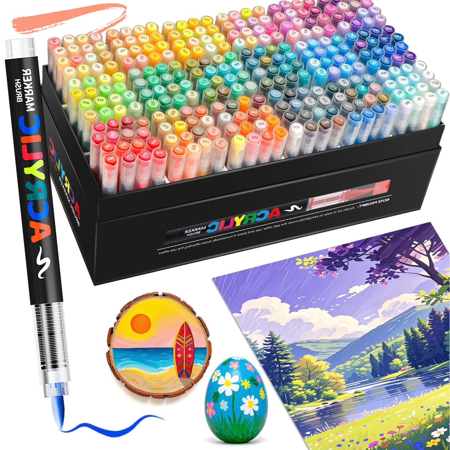 Acrylic Brush Marker – 24-Pack, Water-Based Ink, Flexible Tip, for Multi-Surface Art and Labeling - Image 3