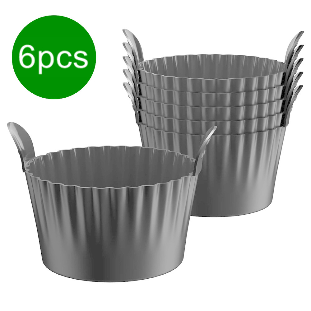 Grey Silicone Egg Poaching Mold – 6-Pack, Heat-Resistant, with Side Handles for Air Fryer, Oven, Microwave and Multi-Cooker Use - Image 1