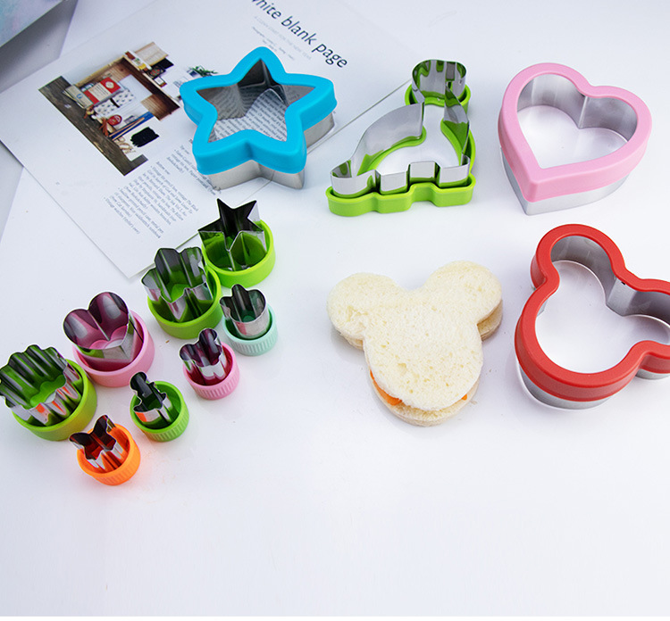 Stainless Steel Food Cutter Set – 12-Piece, Multi-Shape, with PP Press Cover for Sandwich, Cookie, Fruit and Vegetable Use(B) - Image 2