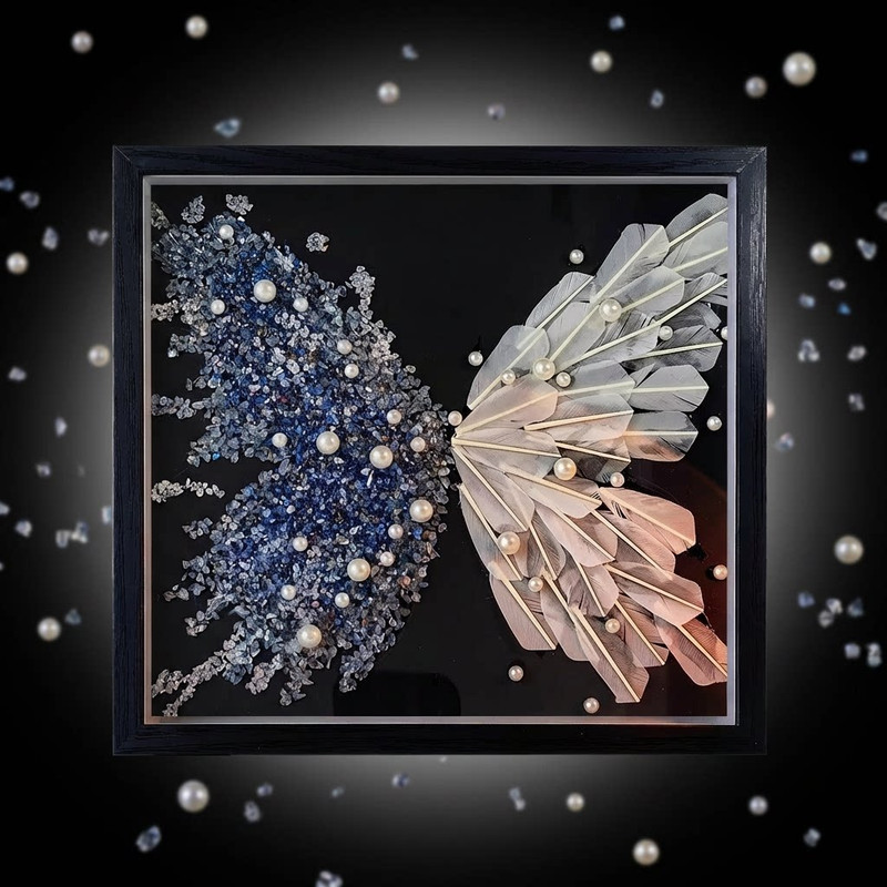 Crystal Feather Butterfly DIY Craft Kit – Handmade Art Material Set with Natural Feathers, Beads and Frame for Home Decoration or Gift Making - Image 3