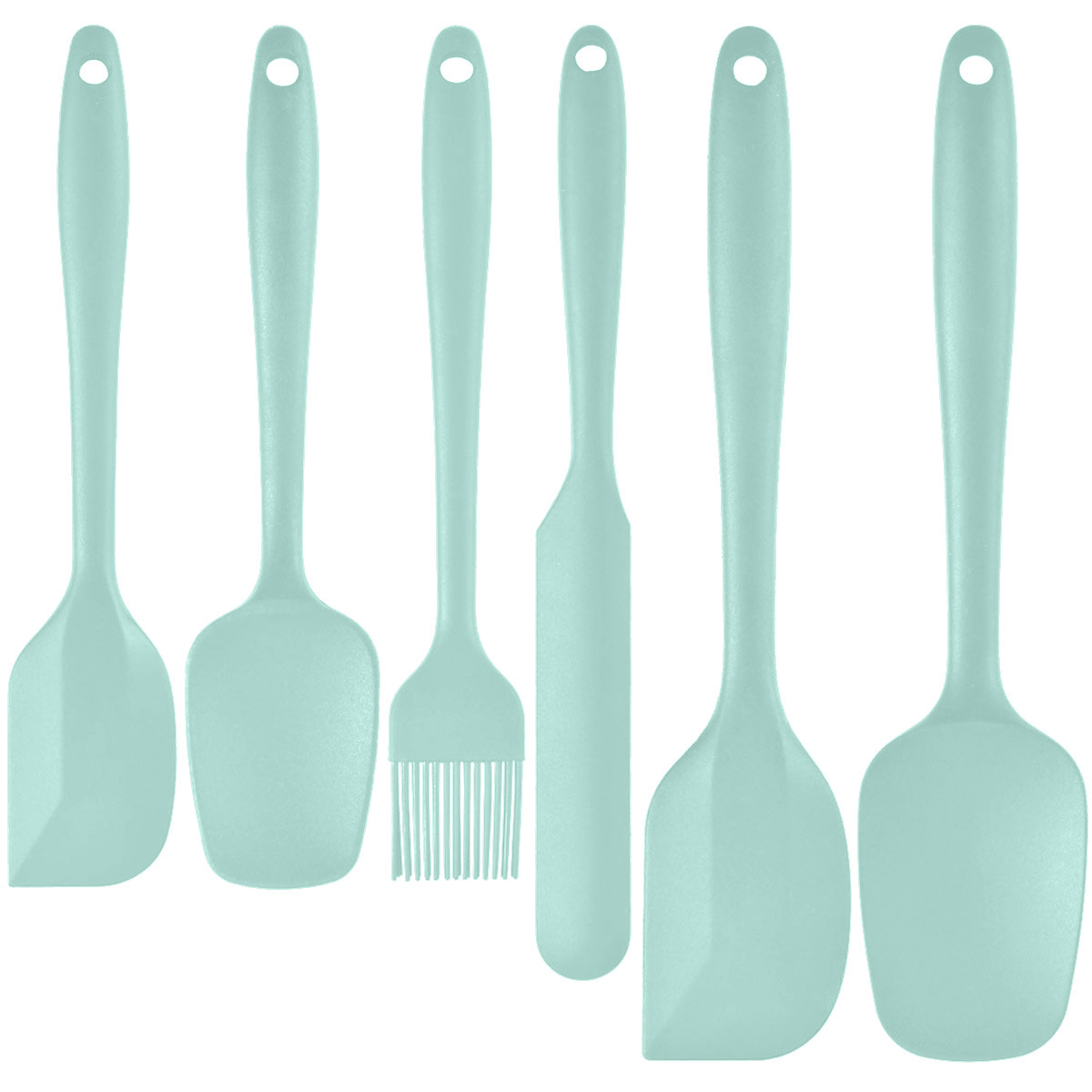 6-Piece Green Silicone Spatula Set – Heat-Resistant, Non-Scratch Kitchen Tools with Integrated Metal Reinforcement, Dishwasher Safe, for Cooking, Mixing, and Baking - Image 1