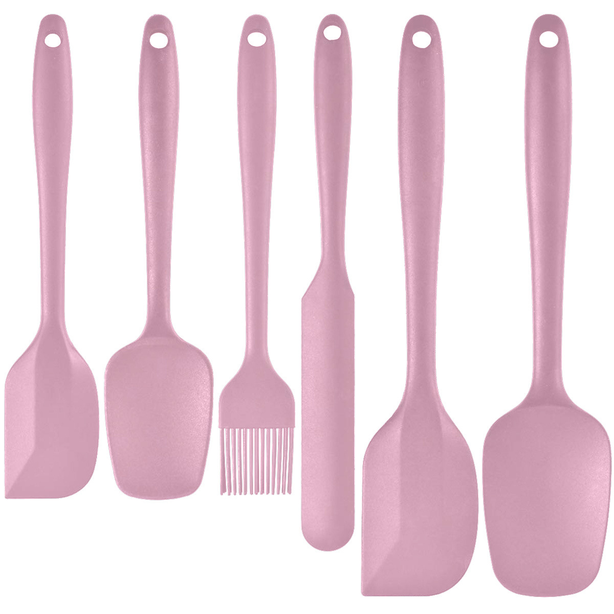 6-Piece Pink Silicone Spatula Set – Heat-Resistant, Non-Scratch Kitchen Tools with Integrated Metal Reinforcement, Dishwasher Safe, for Cooking, Mixing, and Baking - Image 1