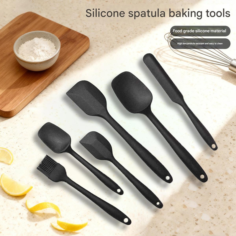 6-Piece Pink Silicone Spatula Set – Heat-Resistant, Non-Scratch Kitchen Tools with Integrated Metal Reinforcement, Dishwasher Safe, for Cooking, Mixing, and Baking - Image 2