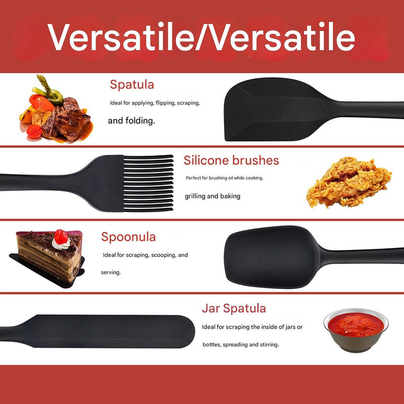 6-Piece Pink Silicone Spatula Set – Heat-Resistant, Non-Scratch Kitchen Tools with Integrated Metal Reinforcement, Dishwasher Safe, for Cooking, Mixing, and Baking - Image 3