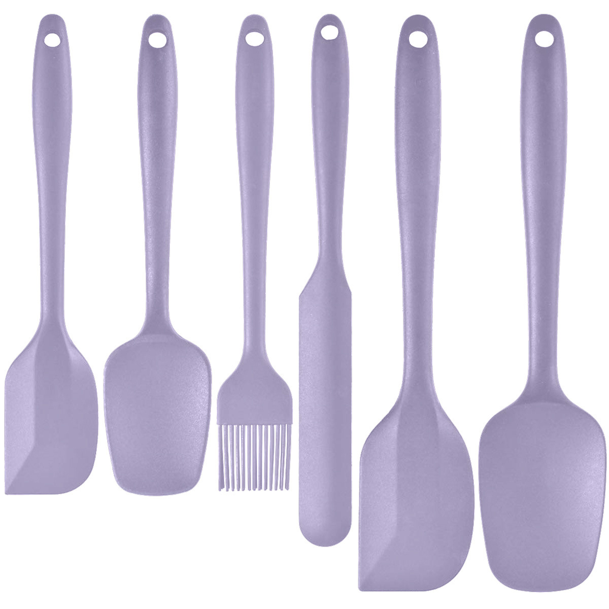 6-Piece Purple Silicone Spatula Set – Heat-Resistant, Non-Scratch Kitchen Tools with Integrated Metal Reinforcement, Dishwasher Safe, for Cooking, Mixing, and Baking - Image 1