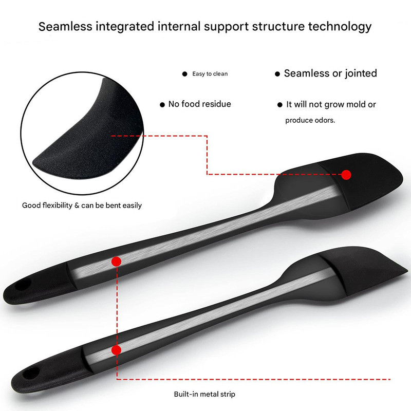 6-Piece Purple Silicone Spatula Set – Heat-Resistant, Non-Scratch Kitchen Tools with Integrated Metal Reinforcement, Dishwasher Safe, for Cooking, Mixing, and Baking - Image 4