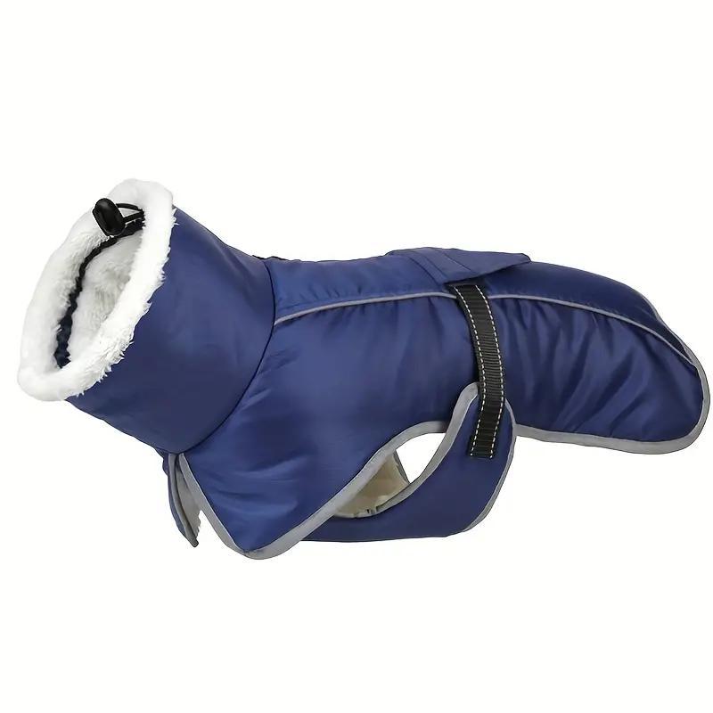 Blue Dog Winter Jacket – Warm, Windproof & Waterproof Pet Coat with Fleece Lining and Reflective Strips for Cold Weather(Size: L) - Image 1