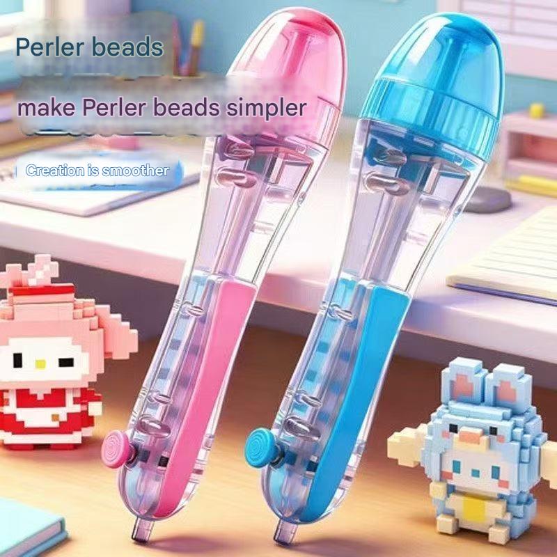Pink and blue 2-piece set Press-Release Bead Pen for 2.6mm Pixel Art – DIY Craft Tool for Hama Beads and Fuse Beads Projects (Beads Not Included) - Image 2