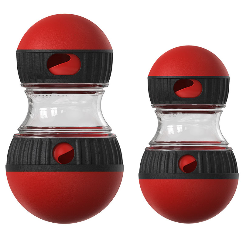 2-Piece Red Slow Feeder Dog Toy Set – Large & Small Rolling Treat Dispenser Ball for Puzzle Feeding, Mental Stimulation, and Digestive Health - Image 1