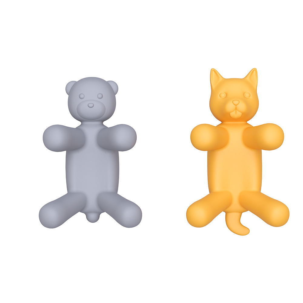 2-Pack Silicone Sponge Holder – Bear and Cat Shaped Dish Rack for Sink, Soap & Scrubber Storage - Image 1