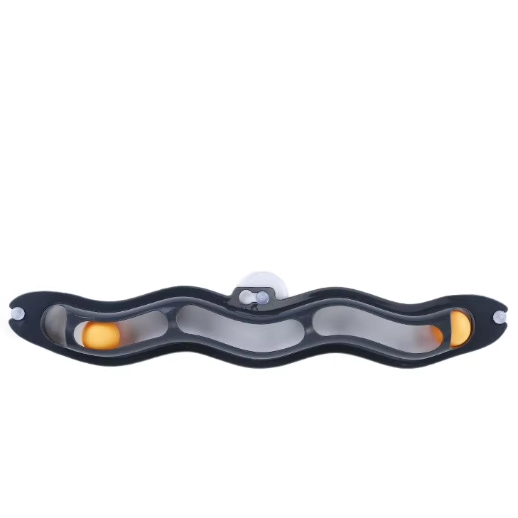 Black Cat Track Ball Toy – Wave-Shaped Wall Mount Puzzle for Indoor Cats, with Rolling Balls and Suction Cups - Image 1