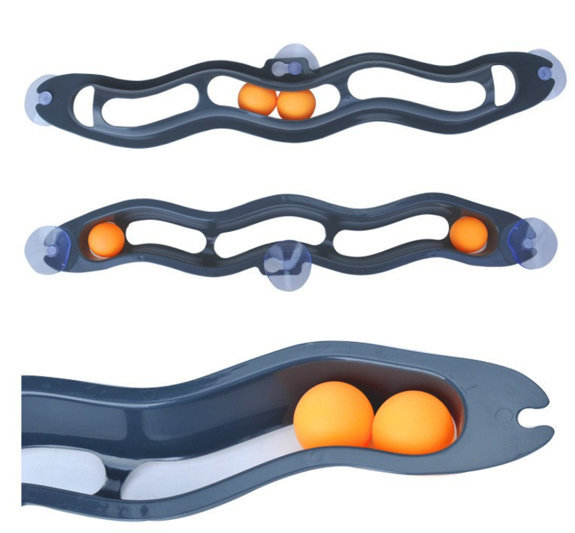 Black Cat Track Ball Toy – Wave-Shaped Wall Mount Puzzle for Indoor Cats, with Rolling Balls and Suction Cups - Image 2