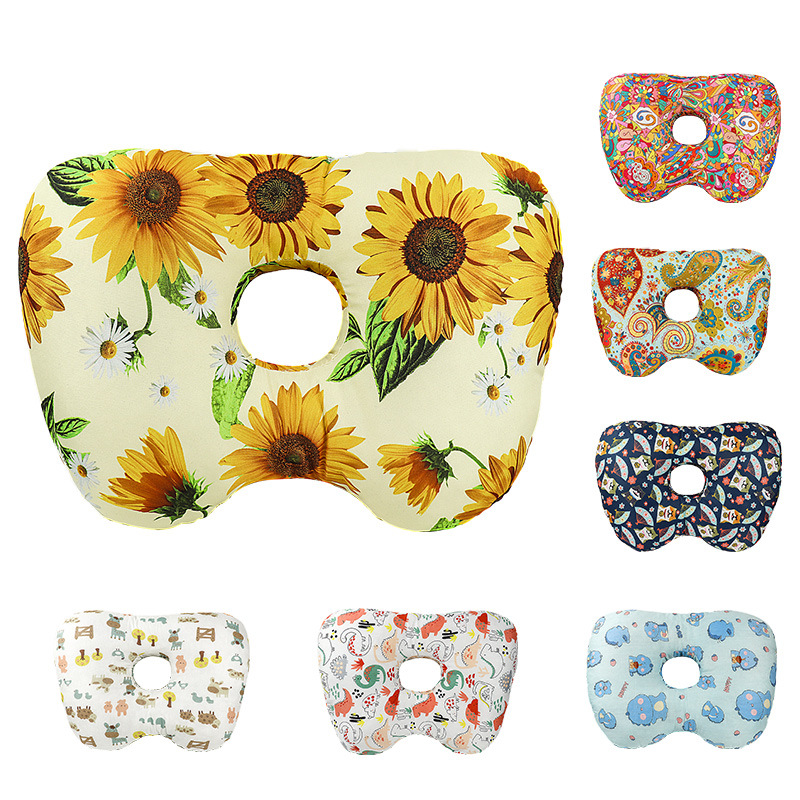 Sunflower Hollow Ear Support Pillow – Adjustable Side Sleep Neck Cushion with PP Cotton Filling and Breathable Fabric - Image 1