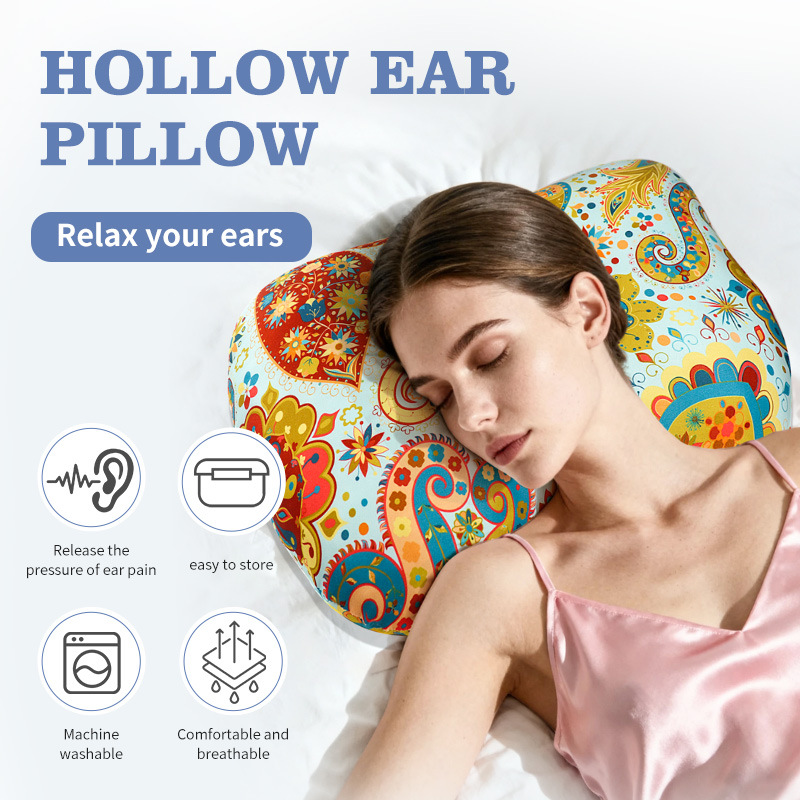 Sunflower Hollow Ear Support Pillow – Adjustable Side Sleep Neck Cushion with PP Cotton Filling and Breathable Fabric - Image 3