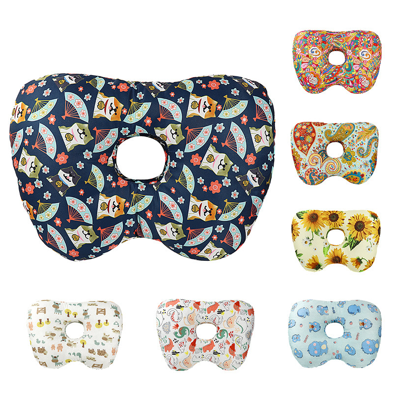 Fan Hollow Ear Support Pillow – Adjustable Side Sleep Neck Cushion with PP Cotton Filling and Breathable Fabric - Image 1