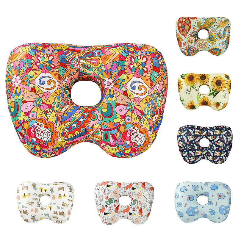 Rainbow Flower Hollow Ear Support Pillow – Adjustable Side Sleep Neck Cushion with PP Cotton Filling and Breathable Fabric - Image 1