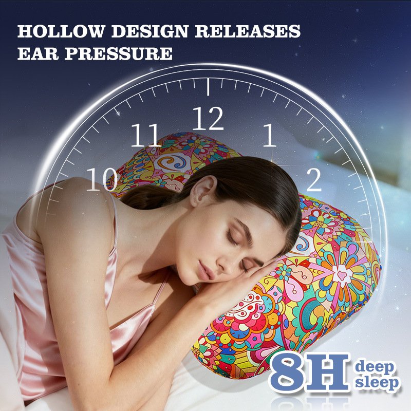 Rainbow Flower Hollow Ear Support Pillow – Adjustable Side Sleep Neck Cushion with PP Cotton Filling and Breathable Fabric - Image 4
