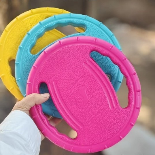 3-Pack Dog Flying Discs – Durable EVA Frisbee Toys in Yellow, Blue & Red for Training and Outdoor Play - Image 1