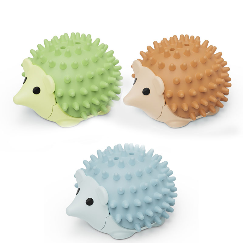 3-Pack Cat Hedgehog Lick Toys – Rotating Catnip Ball Scratcher with Adhesive Mount, ABS Self-Play Wall Toy in Green, Blue & Brown - Image 1