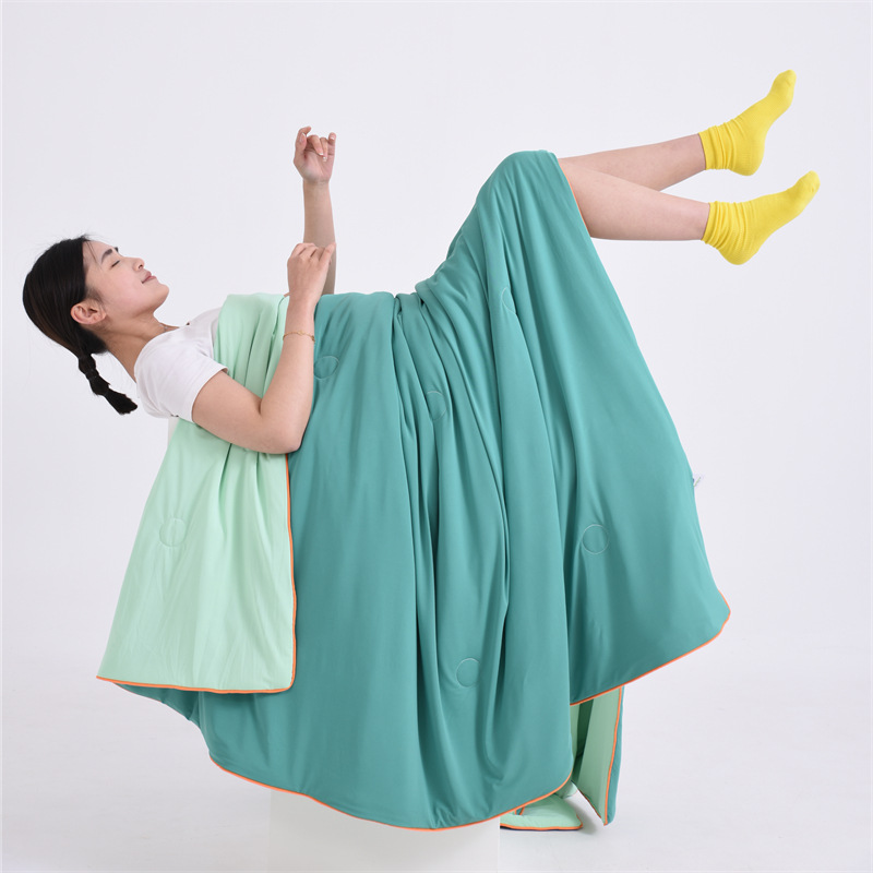 Watermelon green Cooling Summer Quilt with Ice Silk Fabric Lightweight Breathable Air Conditioner Blanket 150x200cm Soft Washable Comforter for Home Sleep Comfort - Image 1