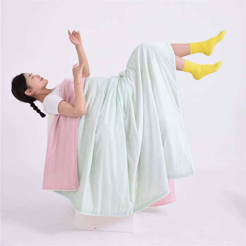 Melon powder Cooling Summer Quilt with Ice Silk Fabric Lightweight Breathable Air Conditioner Blanket 150x200cm Soft Washable Comforter for Home Sleep Comfort - Image 1
