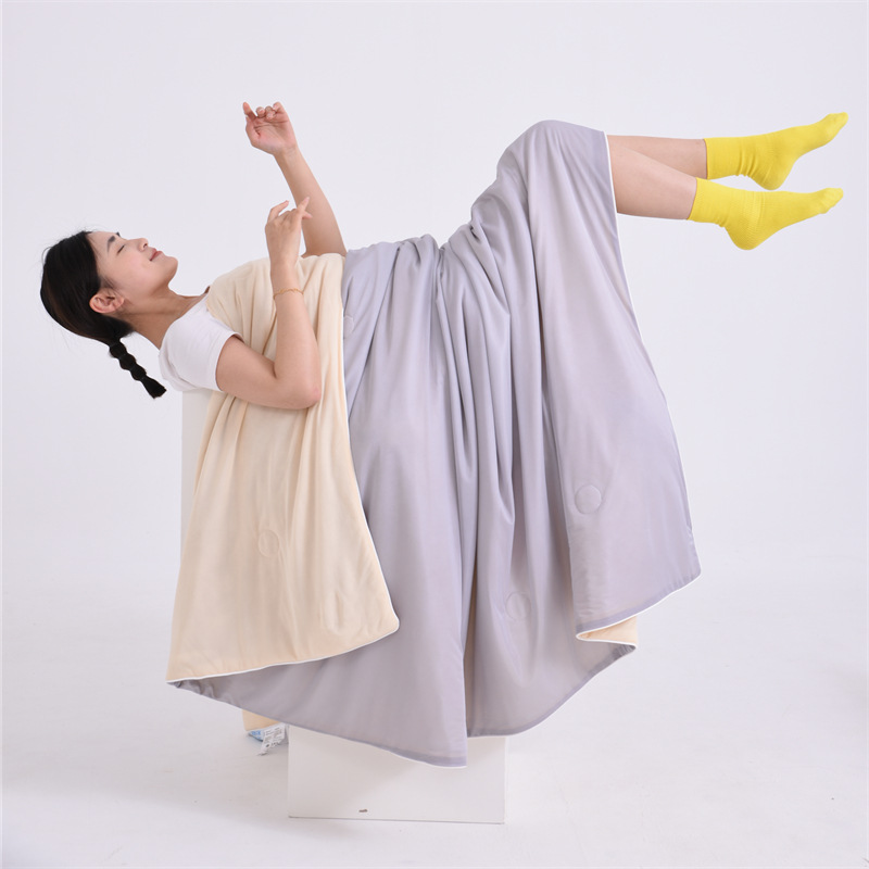 Yellow and gray color combination Cooling Summer Quilt with Ice Silk Fabric Lightweight Breathable Air Conditioner Blanket 150x200cm Soft Washable Comforter for Home Sleep Comfort - Image 1