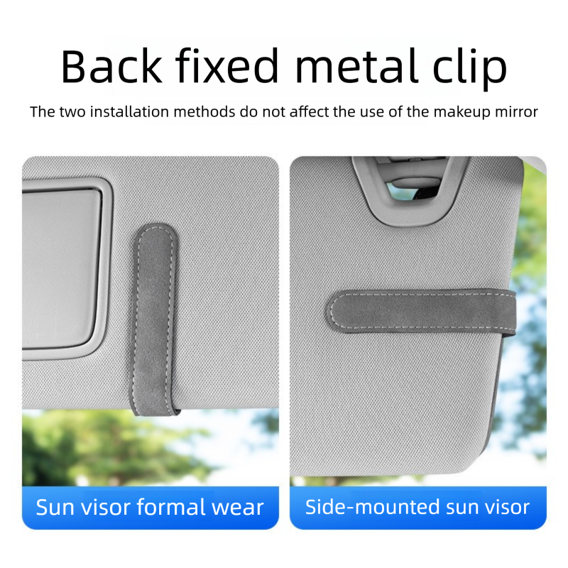 Brown Car Sun Visor Sunglasses Holder – Magnetic Dual Clip Organizer with Suede Finish, No-Drill Mounting for Glasses, Cards & Tickets - Image 4